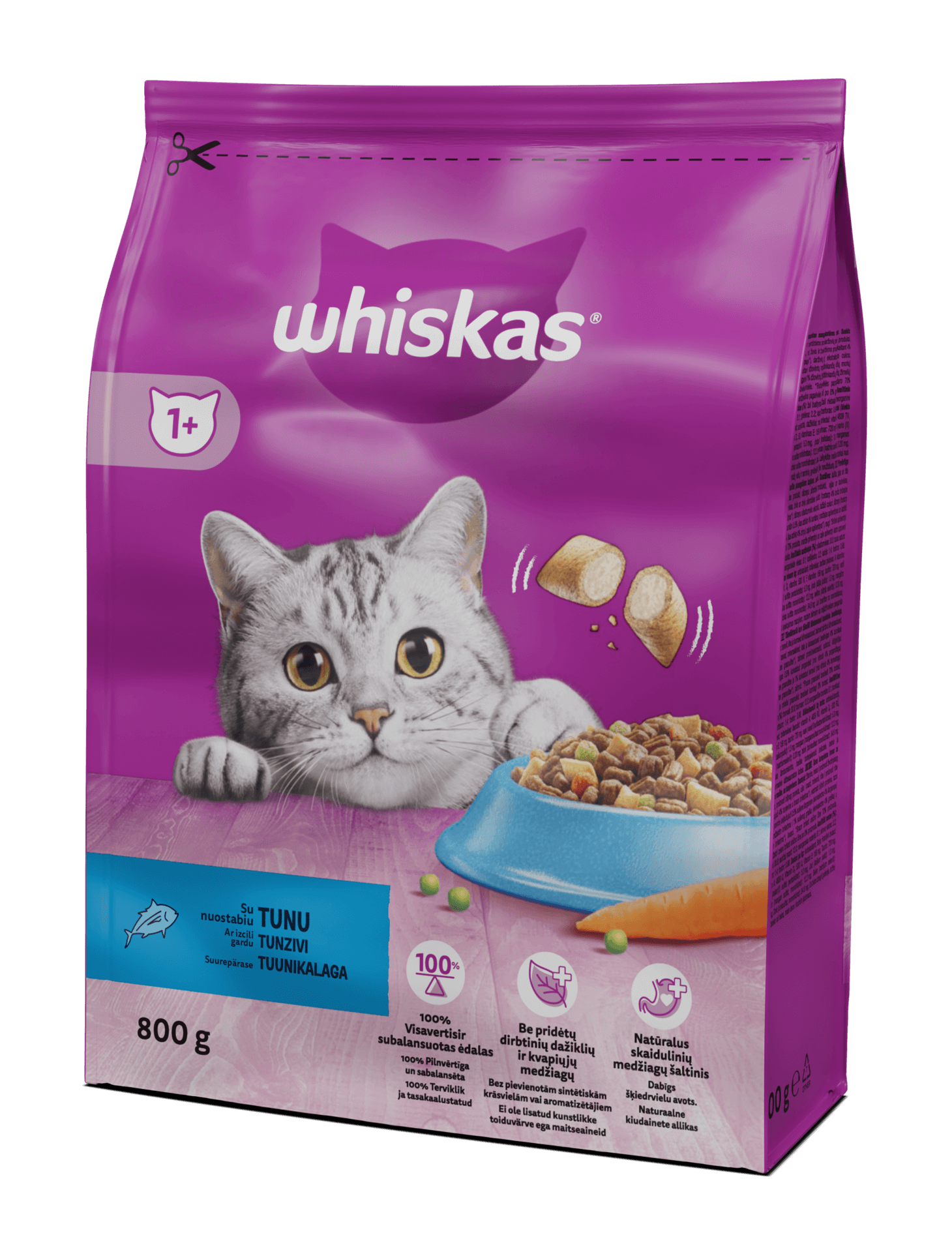Whiskas 1+ sausā barība ar tunci, 800g